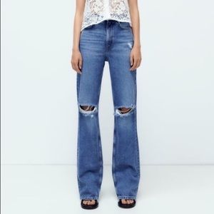 Zara Ripped Wide Legged Jeans